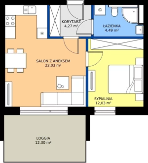 2 pokoje, apartament 42,82 m², piętro 1, oferta nr A118, Aparthotel Polanica Sport Resort, Polanica-Zdrój, ul. Górska