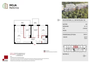 3 pokoje, mieszkanie 58,84 m², piętro 1, oferta nr A3.1.10, Moja Retkinia Etap 2, Łódź, Polesie, Retkinia, ul. Obywatelska 158