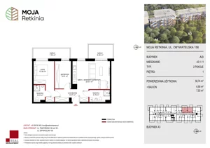 3 pokoje, mieszkanie 58,74 m², piętro 1, oferta nr A3.1.11, Moja Retkinia Etap 2, Łódź, Polesie, Retkinia, ul. Obywatelska 158