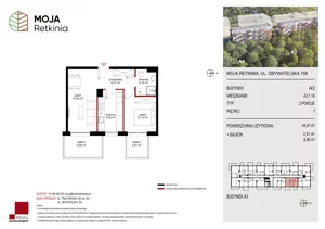 2 pokoje, mieszkanie 44,07 m², piętro 1, oferta nr A3.1.14, Moja Retkinia Etap 2, Łódź, Polesie, Retkinia, ul. Obywatelska 158