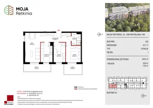 3 pokoje, mieszkanie 58,87 m², piętro 1, oferta nr A3.1.17, Moja Retkinia Etap 2, Łódź, Polesie, Retkinia, ul. Obywatelska 158