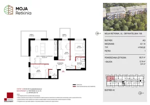 4 pokoje, mieszkanie 68,37 m², piętro 1, oferta nr A3.1.18, Moja Retkinia Etap 2, Łódź, Polesie, Retkinia, ul. Obywatelska 158