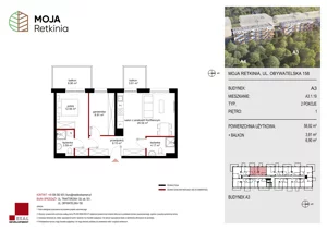 3 pokoje, mieszkanie 58,92 m², piętro 1, oferta nr A3.1.19, Moja Retkinia Etap 2, Łódź, Polesie, Retkinia, ul. Obywatelska 158