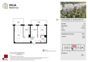 3 pokoje, mieszkanie 58,68 m², piętro 2, oferta nr A3.2.20, Moja Retkinia Etap 2, Łódź, Polesie, Retkinia, ul. Obywatelska 158