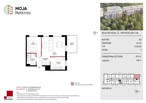 2 pokoje, mieszkanie 46,33 m², piętro 2, oferta nr A3.2.22, Moja Retkinia Etap 2, Łódź, Polesie, Retkinia, ul. Obywatelska 158