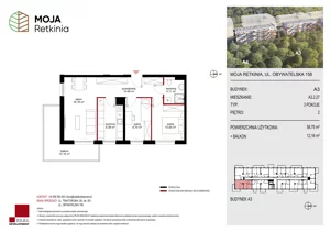 3 pokoje, mieszkanie 58,75 m², piętro 2, oferta nr A3.2.27, Moja Retkinia Etap 2, Łódź, Polesie, Retkinia, ul. Obywatelska 158
