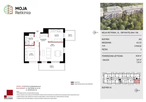 2 pokoje, mieszkanie 45,90 m², piętro 3, oferta nr A3.3.33, Moja Retkinia Etap 2, Łódź, Polesie, Retkinia, ul. Obywatelska 158