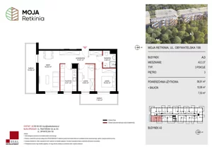 3 pokoje, mieszkanie 58,91 m², piętro 3, oferta nr A3.3.37, Moja Retkinia Etap 2, Łódź, Polesie, Retkinia, ul. Obywatelska 158