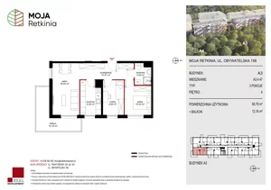3 pokoje, mieszkanie 58,79 m², piętro 4, oferta nr A3.4.47, Moja Retkinia Etap 2, Łódź, Polesie, Retkinia, ul. Obywatelska 158