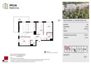 4 pokoje, mieszkanie 68,05 m², piętro 5, oferta nr A3.5.58, Moja Retkinia Etap 2, Łódź, Polesie, Retkinia, ul. Obywatelska 158