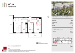 3 pokoje, mieszkanie 58,92 m², piętro 3, oferta nr A4.3.37, Moja Retkinia Etap 2, Łódź, Polesie, Retkinia, ul. Obywatelska 158