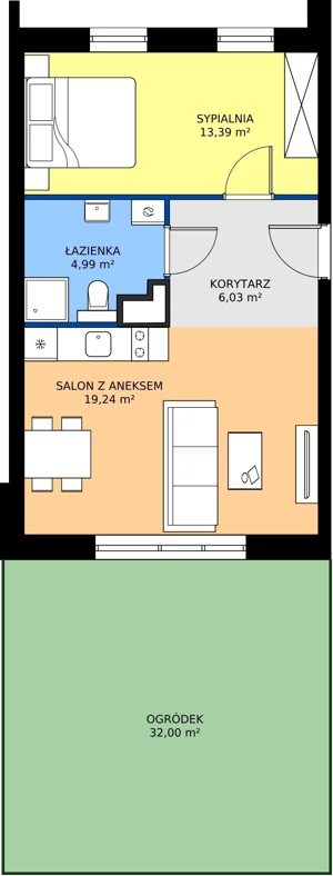 2 pokoje, apartament inwestycyjny 43,83 m², parter, oferta nr B1/5, Stegna Park II, Stegna, ul. Lipowa