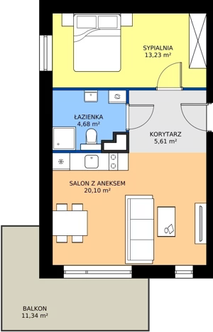 2 pokoje, apartament inwestycyjny 43,83 m², piętro 1, oferta nr B3/11, Stegna Park II, Stegna, ul. Lipowa
