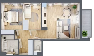 3 pokoje, mieszkanie 57,61 m², piętro 2, oferta nr E.2.17.3a, art.TEO - bud. E, F, Łódź, Polesie, Teofilów, ul. Kaczeńcowa 2B i 2C