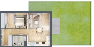 2 pokoje, mieszkanie 48,07 m², parter, oferta nr F.0.03.2k, art.TEO - bud. E, F, Łódź, Polesie, Teofilów, ul. Kaczeńcowa 2B i 2C