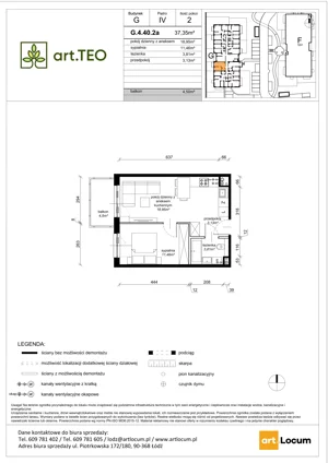 2 pokoje, mieszkanie 37,35 m², piętro 4, oferta nr G.4.40.2a, art.TEO - bud. G, H, Łódź, Polesie, Teofilów, ul. Kaczeńcowa