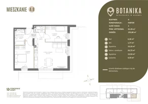 3 pokoje, apartament 60,81 m², piętro 1, oferta nr A20, Botanika, Gdańsk, Osowa, ul. Izydy