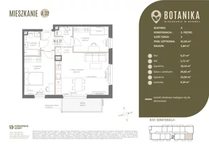 3 pokoje, apartament 61,04 m², piętro 2, oferta nr A32, Botanika, Gdańsk, Osowa, ul. Izydy