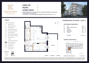 2 pokoje, mieszkanie 55,84 m², parter, oferta nr M01, Kacpury Residence, Warszawa, Rembertów, Nowy Rembertów, ul. Antoniego Kacpury