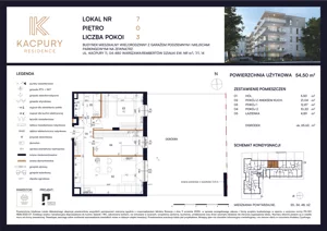 3 pokoje, mieszkanie 54,50 m², piętro 1, oferta nr M20, Kacpury Residence, Warszawa, Rembertów, Nowy Rembertów, ul. Antoniego Kacpury