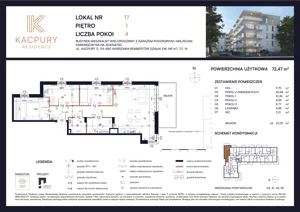 4 pokoje, mieszkanie 72,47 m², piętro 1, oferta nr M17, Kacpury Residence, Warszawa, Rembertów, Nowy Rembertów, ul. Antoniego Kacpury
