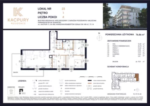 4 pokoje, mieszkanie 76,86 m², piętro 1, oferta nr M23, Kacpury Residence, Warszawa, Rembertów, Nowy Rembertów, ul. Antoniego Kacpury