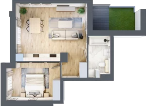 2 pokoje, apartament 47,45 m², parter, oferta nr K3.0.M11, Miasto Ogród Karłowice, Wrocław, Karłowice-Różanka, Psie Pole, ul. ks. Norberta Bończyka 40