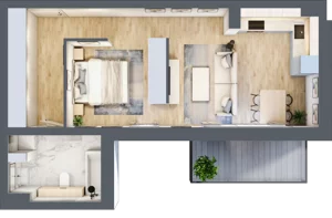 1 pokój, apartament 47,63 m², piętro 2, oferta nr K1.2.M56, Miasto Ogród Karłowice, Wrocław, Karłowice-Różanka, Psie Pole, ul. ks. Norberta Bończyka 40