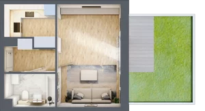 1 pokój, mieszkanie 33,43 m², parter, oferta nr P.1.0.03, Partynice House II, Wrocław, Krzyki-Partynice, Krzyki, ul. Kawalerzystów
