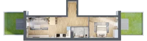 2 pokoje, mieszkanie 50,70 m², piętro 1, oferta nr P.1.1.13, Partynice House II, Wrocław, Krzyki-Partynice, Krzyki, ul. Kawalerzystów