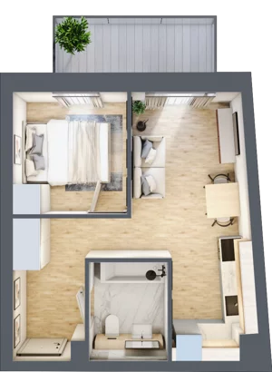 2 pokoje, mieszkanie 32,75 m², piętro 1, oferta nr P.1.1.08, Partynice House II, Wrocław, Krzyki-Partynice, Krzyki, ul. Kawalerzystów