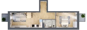 2 pokoje, mieszkanie 50,70 m², piętro 1, oferta nr P.1.1.13, Partynice House II, Wrocław, Krzyki-Partynice, Krzyki, ul. Kawalerzystów