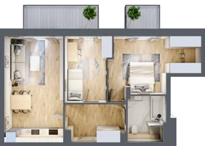3 pokoje, mieszkanie 61,91 m², piętro 2, oferta nr P.1.2.23, Partynice House II, Wrocław, Krzyki-Partynice, Krzyki, ul. Kawalerzystów
