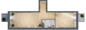 2 pokoje, mieszkanie 46,12 m², piętro 3, oferta nr P.1.3.28, Partynice House II, Wrocław, Krzyki-Partynice, Krzyki, ul. Kawalerzystów