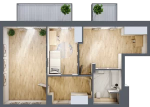 3 pokoje, mieszkanie 57,68 m², piętro 3, oferta nr P.1.3.30, Partynice House II, Wrocław, Krzyki-Partynice, Krzyki, ul. Kawalerzystów
