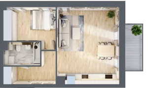 2 pokoje, mieszkanie 47,31 m², piętro 1, oferta nr P.2.1.05, Partynice House II, Wrocław, Krzyki-Partynice, Krzyki, ul. Kawalerzystów