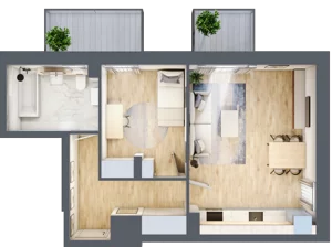 2 pokoje, mieszkanie 47,56 m², piętro 2, oferta nr P.2.2.08, Partynice House II, Wrocław, Krzyki-Partynice, Krzyki, ul. Kawalerzystów