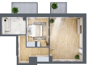 2 pokoje, mieszkanie 43,98 m², piętro 3, oferta nr P.2.3.12, Partynice House II, Wrocław, Krzyki-Partynice, Krzyki, ul. Kawalerzystów