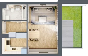 1 pokój, mieszkanie 33,29 m², parter, oferta nr R.1.0.01, Partynice House II, Wrocław, Krzyki-Partynice, Krzyki, ul. Kawalerzystów