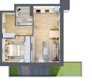 2 pokoje, mieszkanie 48,12 m², parter, oferta nr R.1.0.08, Partynice House II, Wrocław, Krzyki-Partynice, Krzyki, ul. Kawalerzystów