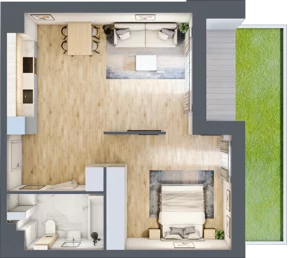 1 pokój, apartament 49,61 m², piętro 1, oferta nr 01.3.M03, Mieszczańska Park, Wrocław, Nadodrze, ul. Dmowskiego