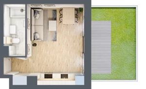 1 pokój, apartament 26,71 m², parter, oferta nr 00.5.M02, Mieszczańska Park, Wrocław, Nadodrze, ul. Dmowskiego