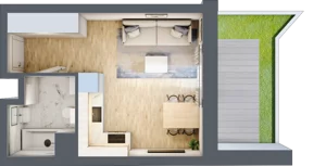 1 pokój, apartament 25,13 m², parter, oferta nr 00.6.M03, Mieszczańska Park, Wrocław, Nadodrze, ul. Dmowskiego