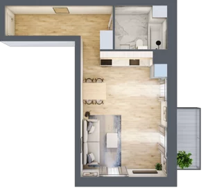 1 pokój, apartament 36,98 m², piętro 1, oferta nr 01.4.M04, Mieszczańska Park, Wrocław, Nadodrze, ul. Dmowskiego
