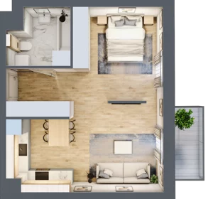 1 pokój, apartament 43,83 m², piętro 2, oferta nr 02.3.M04, Mieszczańska Park, Wrocław, Nadodrze, ul. Dmowskiego
