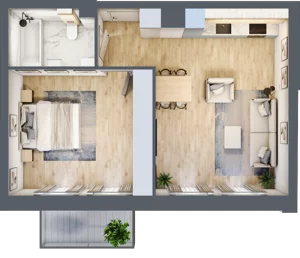 2 pokoje, apartament 46,06 m², piętro 3, oferta nr 03.3.M01, Mieszczańska Park, Wrocław, Nadodrze, ul. Dmowskiego