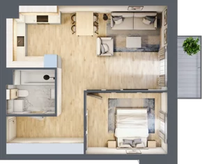 2 pokoje, apartament 49,12 m², piętro 3, oferta nr 03.3.M06, Mieszczańska Park, Wrocław, Nadodrze, ul. Dmowskiego