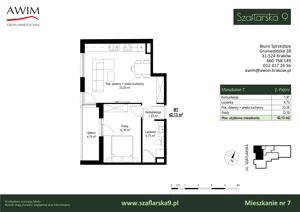 2 pokoje, mieszkanie 42,13 m², piętro 2, oferta nr M7 , Szaflarska 9, Kraków, Podgórze, ul. Szaflarska 9
