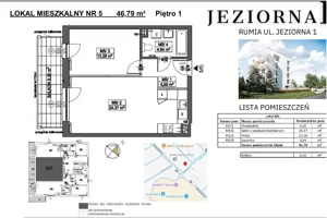 Mieszkanie dwupokojowe 46,79 m², Rumia, Jeziorna, Sprzedaż