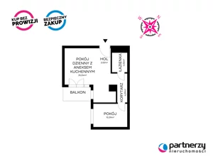 Mieszkanie dwupokojowe 47,17 m², Gdańsk, Wrzeszcz, Mariana Hemara, Sprzedaż